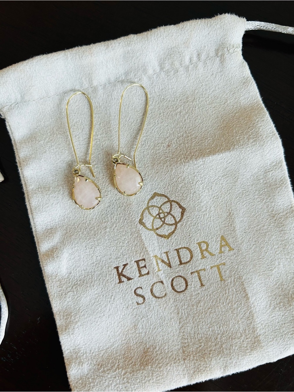 Kendra Scott Drop Earrings in Rose Quartz